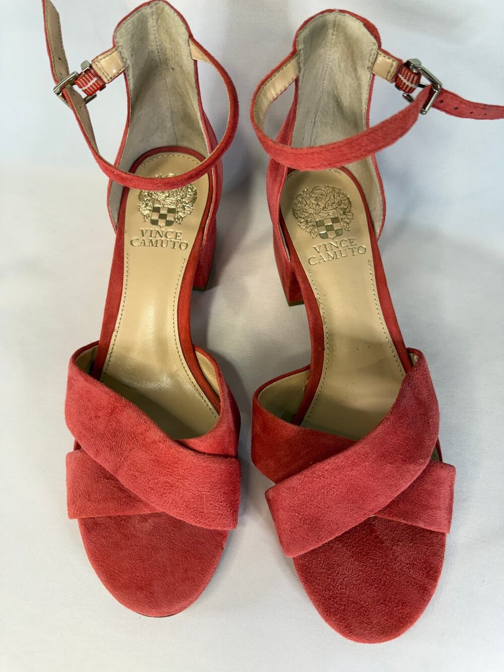 Vince Camuto Women’s Size 8M Coral Suede Sandals Ankle Strap Block Heel